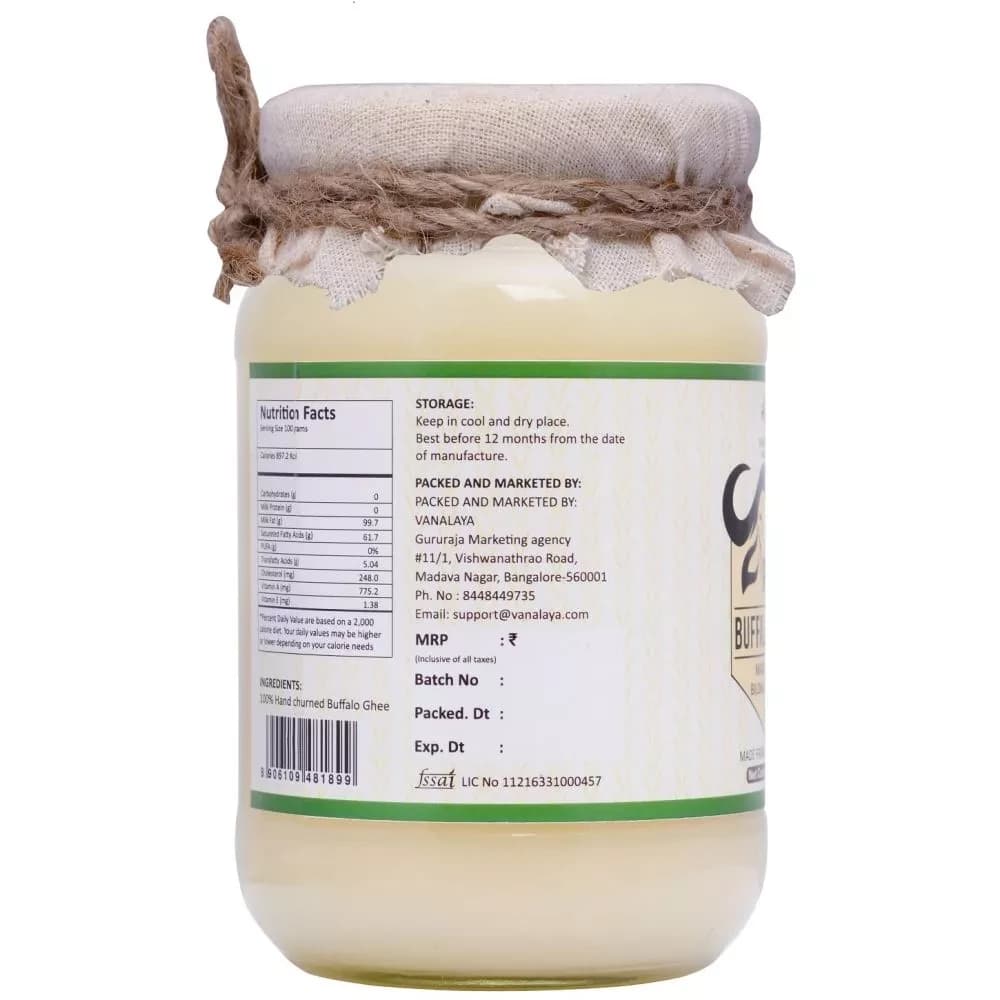 Vanalaya Buffalo Ghee 500 ml manufacturing details