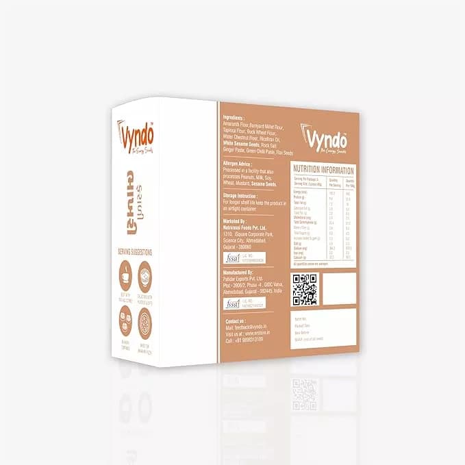 Vyndo Farali Bhakhri 180 g Nutrition Facts