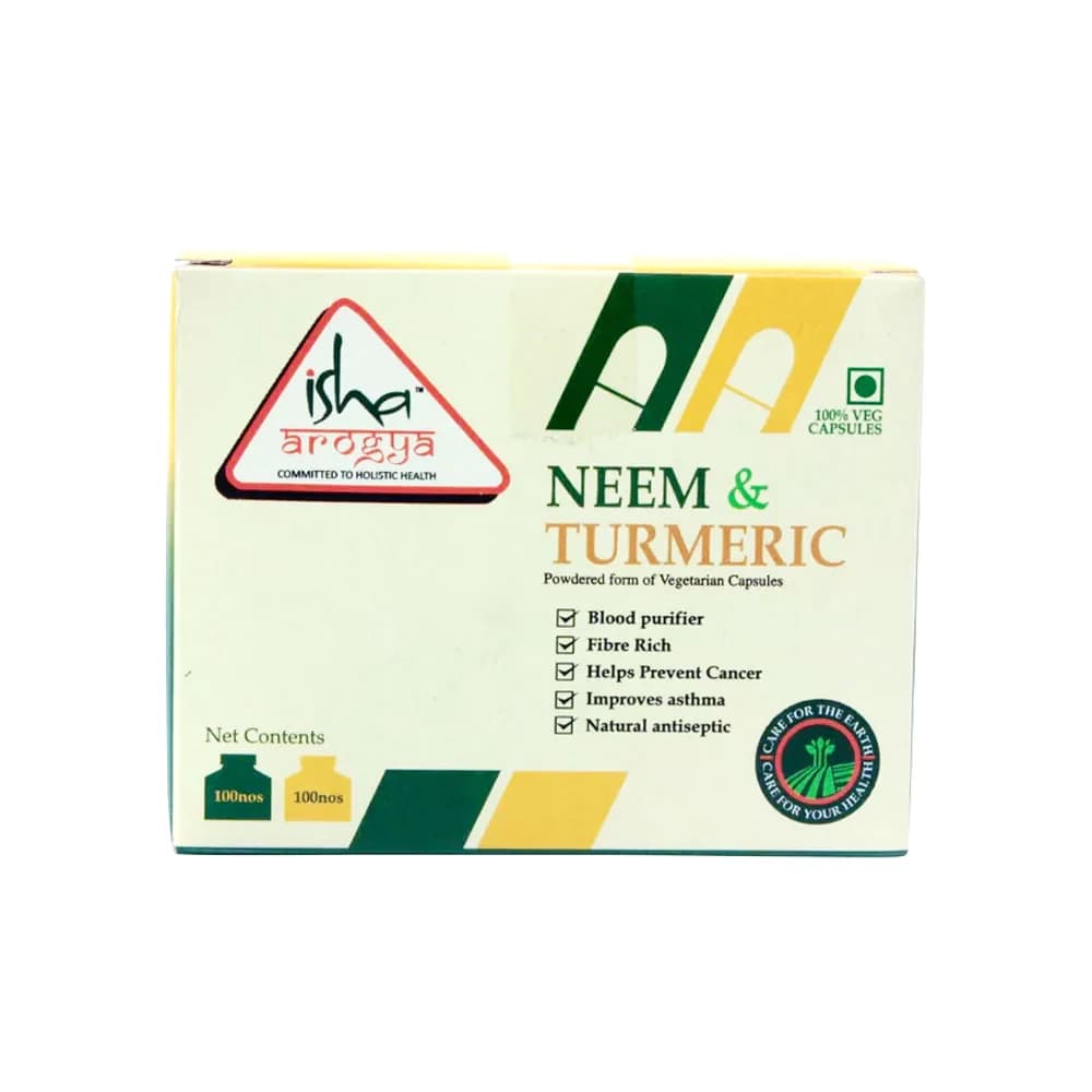 100 capsules isha life neem and turmeric capsules shopindianproductsa