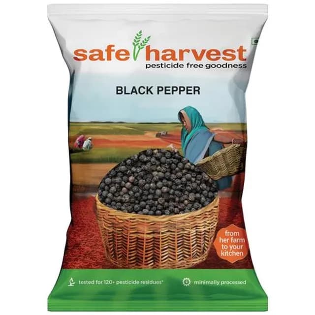 100 G Safe Harvest Black Pepper Kari Menasu Pesticide Free ShopIndianProductsa