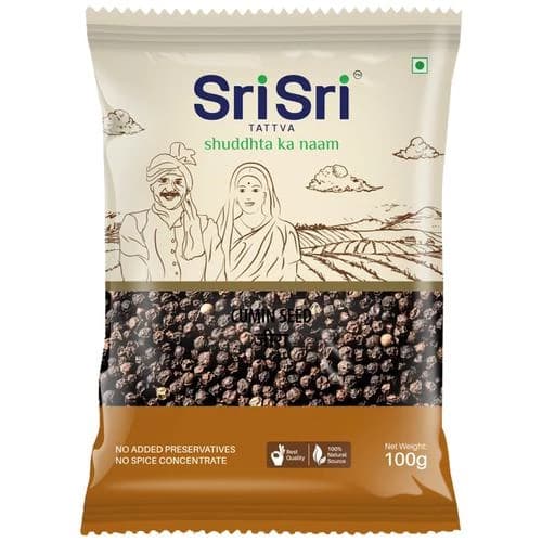 100 G Sri Sri Tattva Black Pepper Whole ShopIndianProductsa
