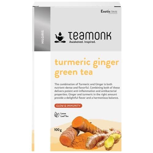 100 G Teamonk High Mountain Turmeric Ginger Loose Leaf Green Tea Boosts Immunity Aids Digestion ShopIndianProductsa