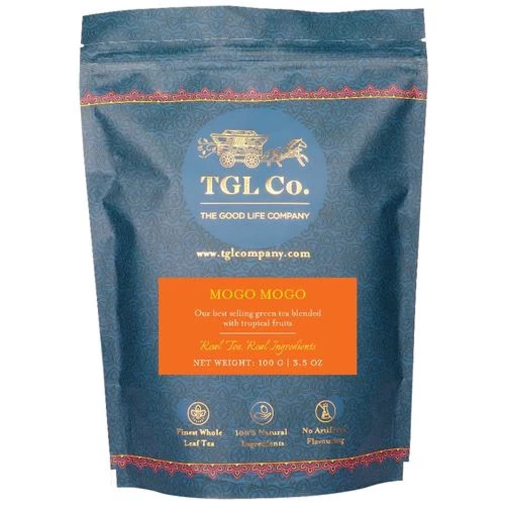 100 G Tgl Co Mogo Mogo Fruit Green Tea Make Brew Iced Tea Or Hot Tea ShopIndianProductsa