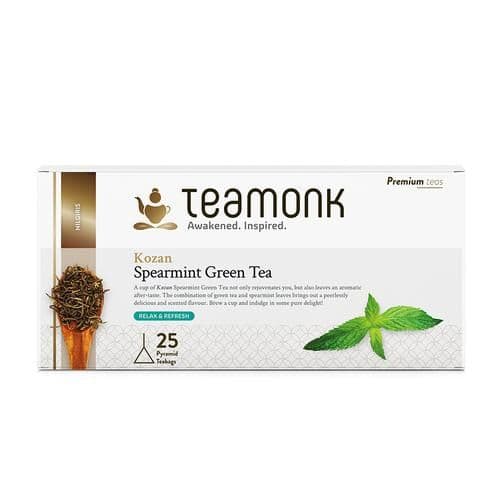 2 G 25 Bags X 2 G Each Teamonk Nilgiri Green Tea Kozan Spearmint ShopIndianProductsa