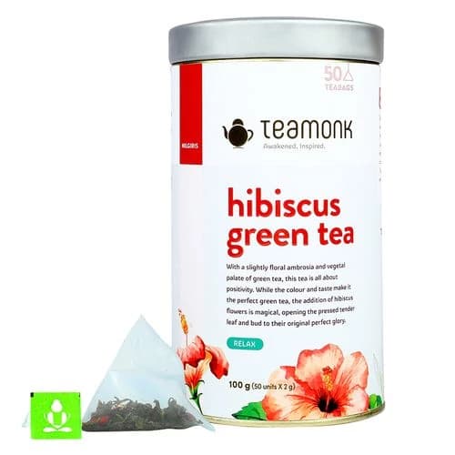 2 G 50 Bags X 2 G Each Teamonk Hibiscus Green Tea Helps To Feel Relaxed ShopIndianProductsa
