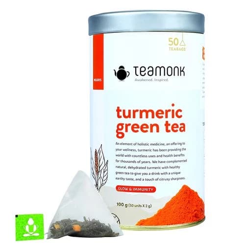 2 G 50 Bags X 2 G Each Teamonk Turmeric Green Tea Provides Glowing Skin Boosts Immunity ShopIndianProductsa