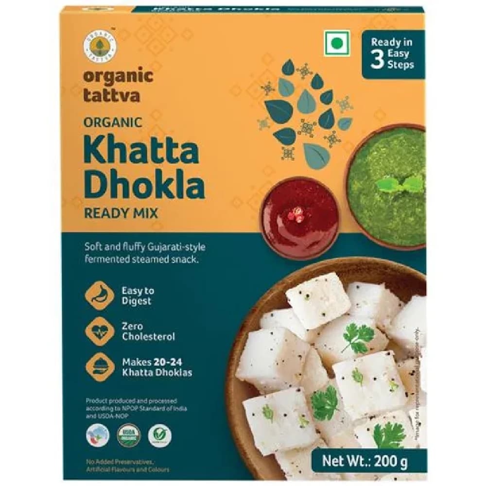 200 G Mono Carton Organic Tattva Organic Khatta Dhokla Ready Mix Soft Fluffy Easy To Digest Zero Cholesterol ShopIndianProductsa