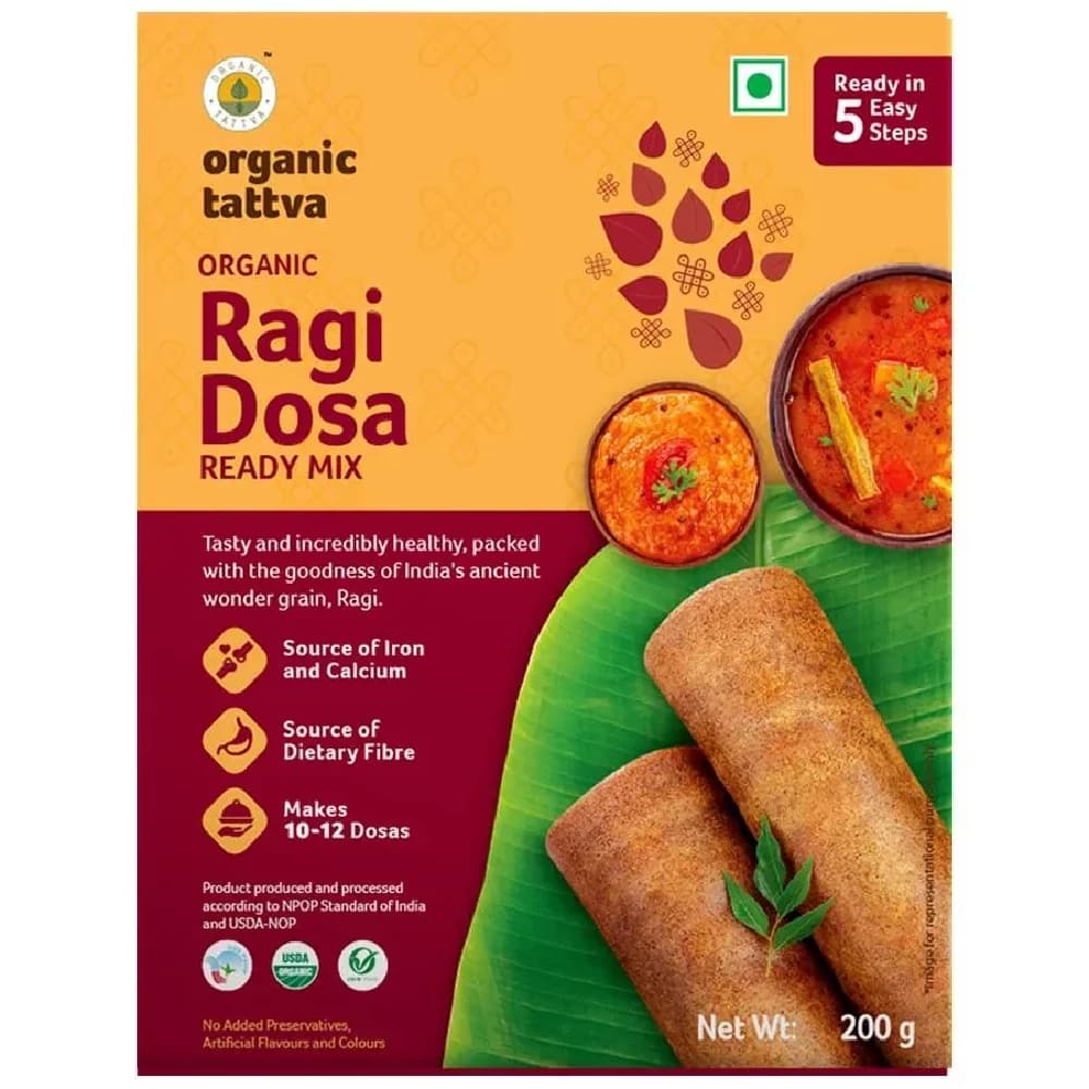 200 G Organic Tattva Organic Ragi Dosa Ready Mix ShopIndianProductsa