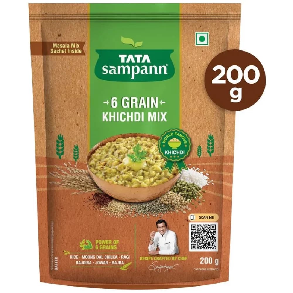 200 G Tata Sampann 6 Grain Khichdi Mix Instant Ready To Cook Rich In Fibre Protein ShopIndianProductsa