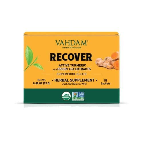 25 G 10 Sachets X 25 G Each Vahdam Organic Recover Turmeric Elixir Improves Overall Health ShopIndianProductsa