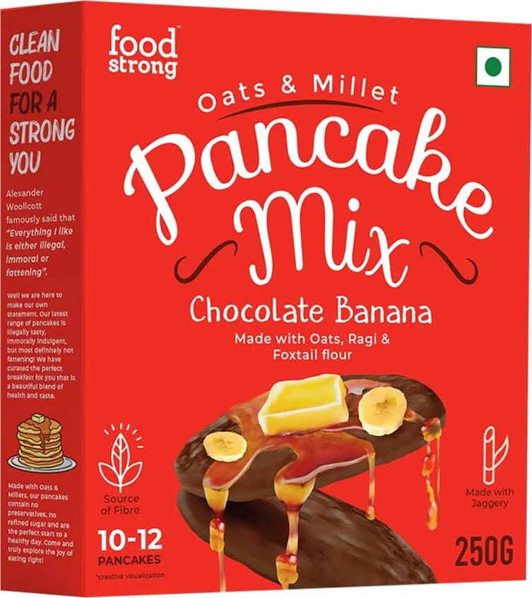 250 G Foodstrong Oats Millet Pancake Mix Chocolate Banana Made With Jaggery Rich In Fibre ShopIndianProductsa