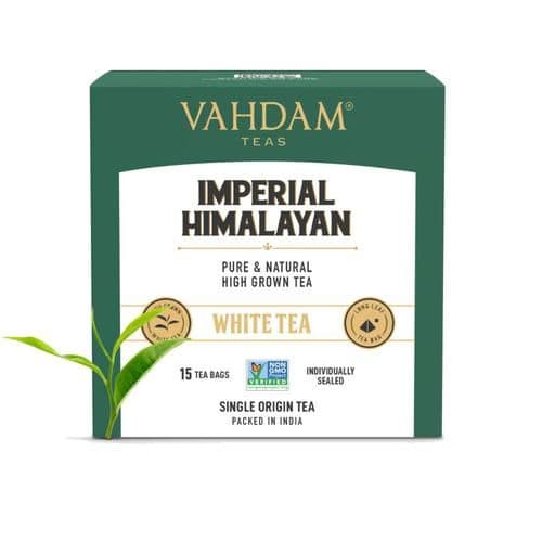 30 G 15 Bags X 2 G Each Vahdam Imperial Himalayan Long Leaf White Tea ShopIndianProductsa