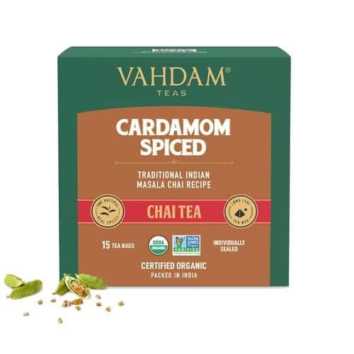 30 G 15 Pyramid Bags X 2 G Each Vahdam Organic Masala Chai Cardamom Spiced ShopIndianProductsa