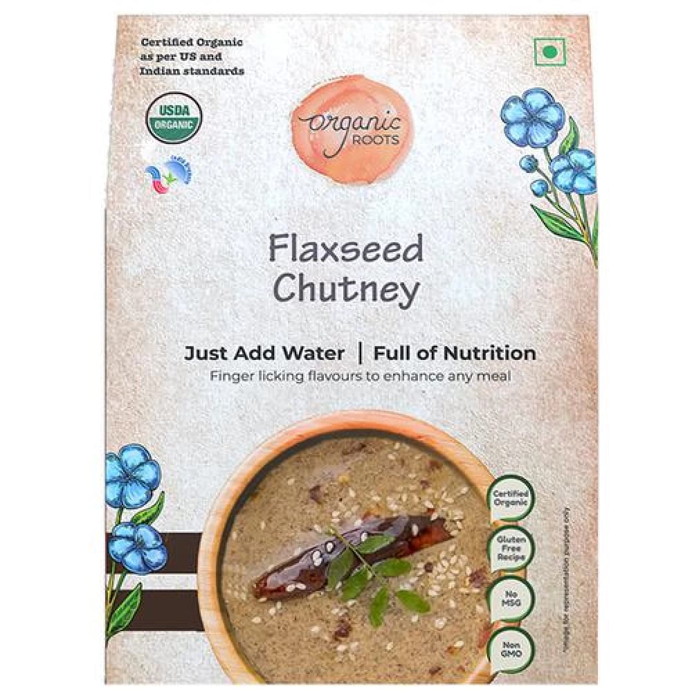 30 G Pack Of 2 Organic Roots Flaxseed Instant Chutney Powder Vegan ShopIndianProductsa