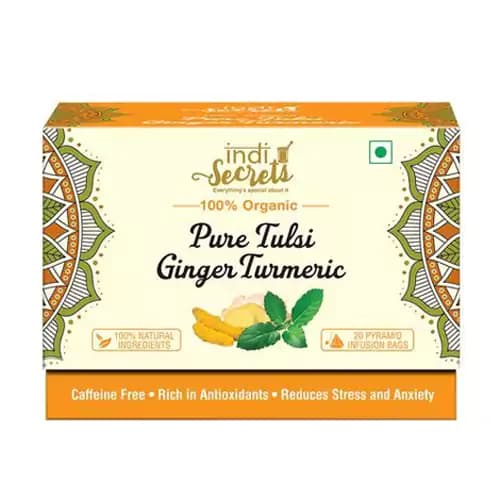 36 G 20 Bags X 18 G Each Indisecrets Organic Tea Tulsi Ginger Turmeric ShopIndianProductsa