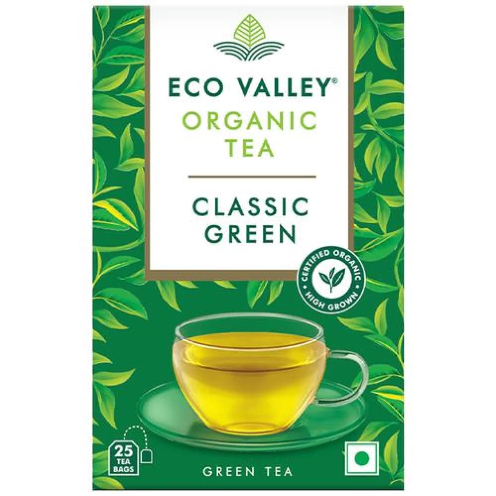 425 G 25 Bags X 17 G Eco Valley Organic Green Tea Classic Green ShopIndianProductsa