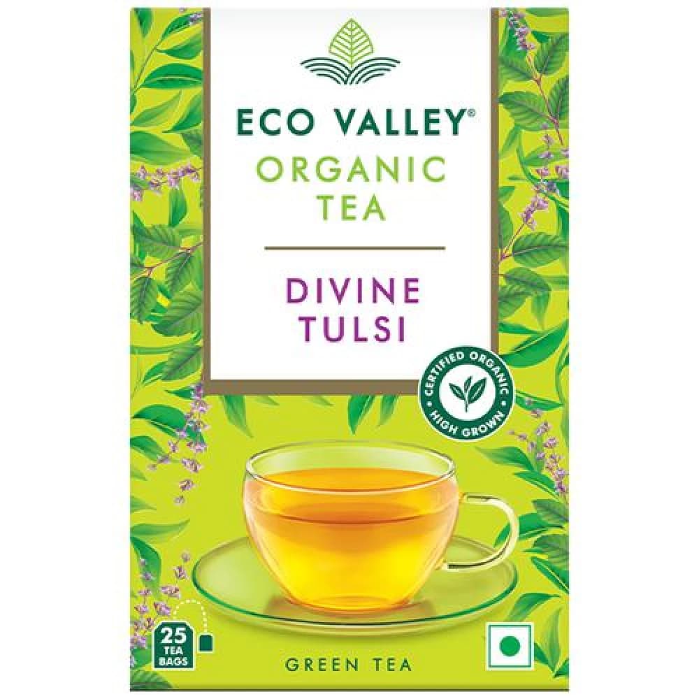 425 G 25 Bags X 17 G Eco Valley Organic Green Tea Divine Tulsi ShopIndianProductsa