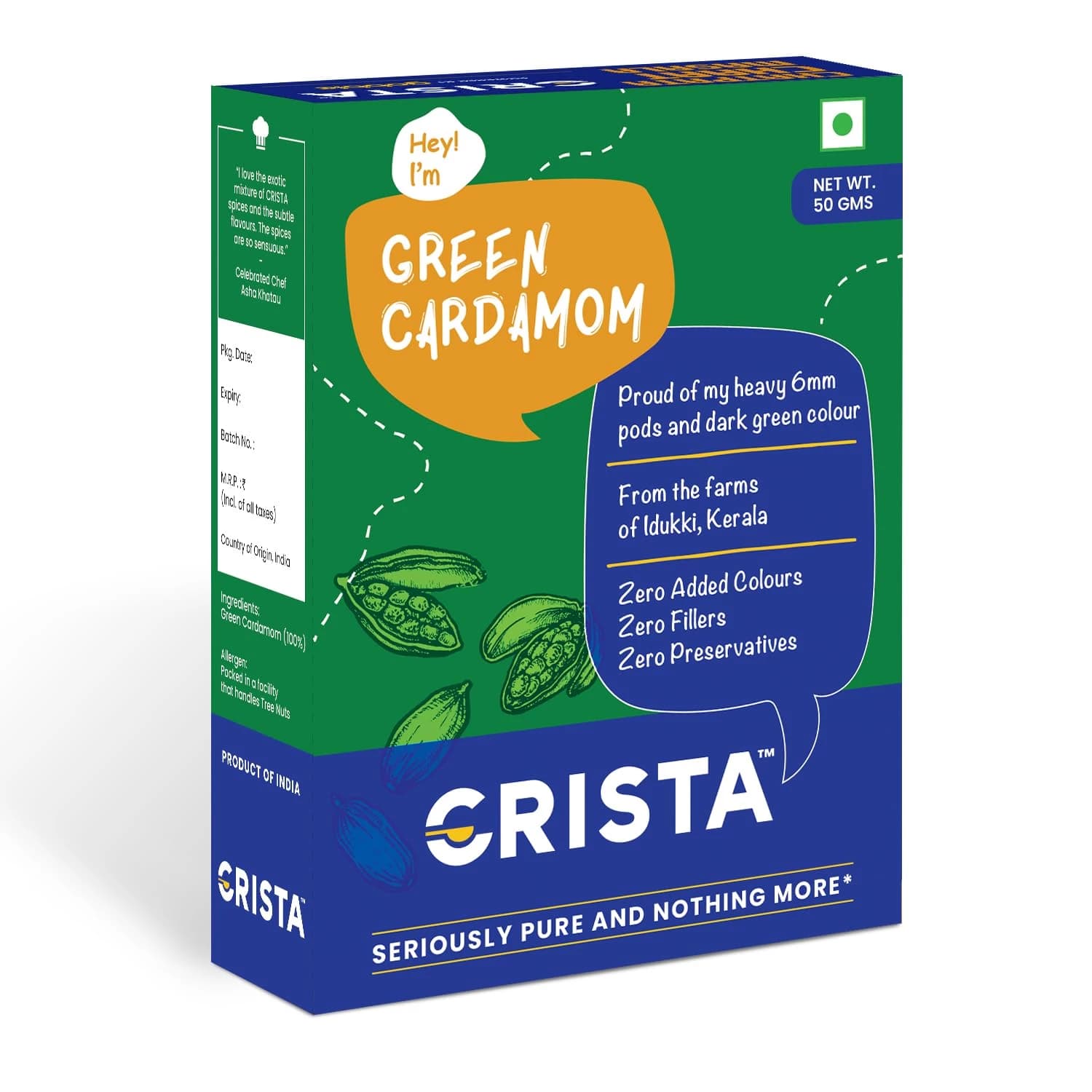50 G Crista Whole Green Cardamom ShopIndianProductsa