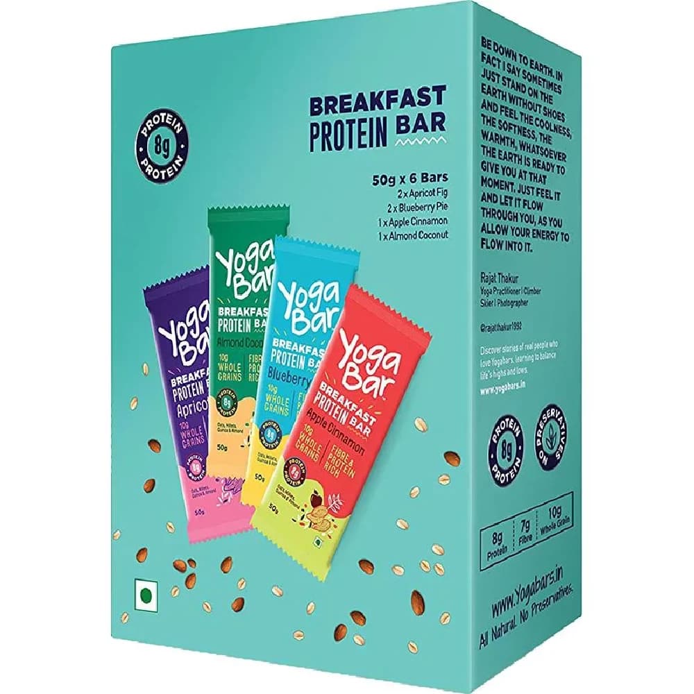 50 G Pack Of 6 Yoga Bar Breakfast Protein Bars Assorted Healthy Snack Rich In Protein Fibre ShopIndianProductsa