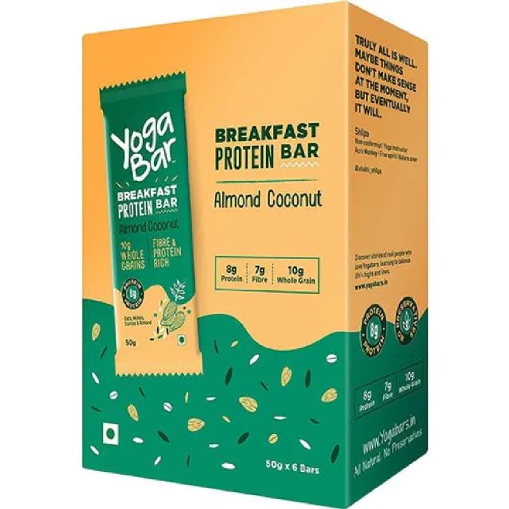 50 G Pack Of 6 Yoga Bar Breakfast Protein Variety Bar Almond Coconut ShopIndianProductsa