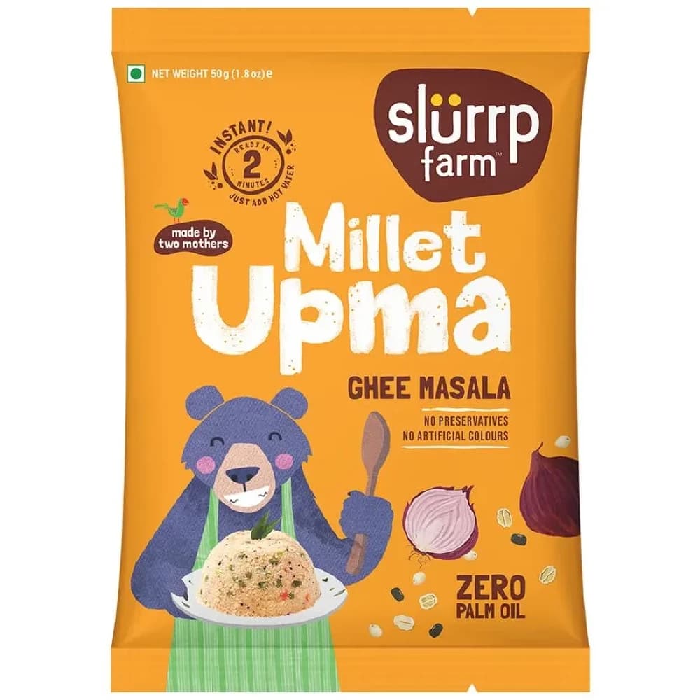 50 G Pouch Slurrp Farm Instant Millet Upma Ghee Masala Zero Palm Oil Protein Fiber Rich ShopIndianProductsa