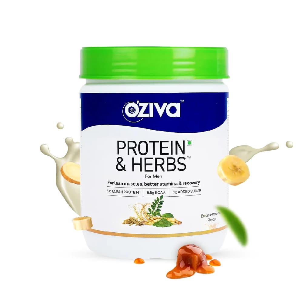 500 G Oziva Protein Herbs Men 23G Whey Protein Banana Caramel ShopIndianProductsa