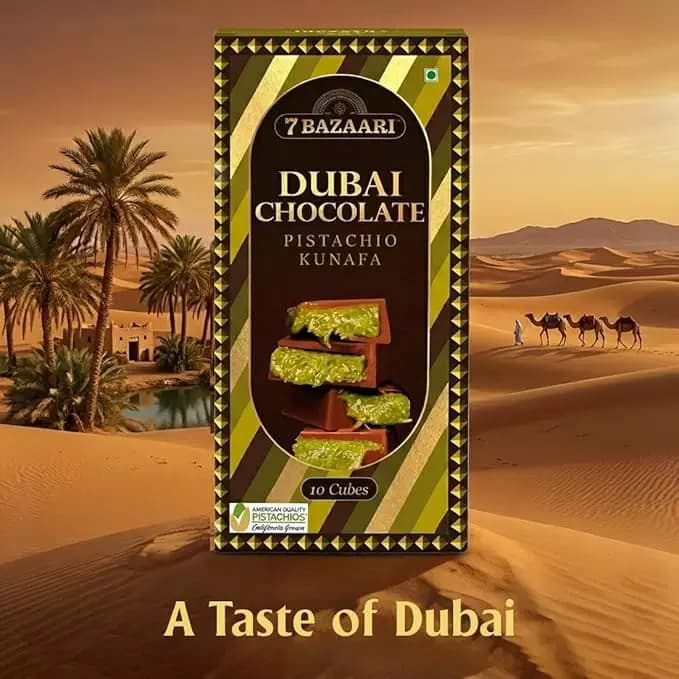7 Bazaari Dubai Pistachio Kunafa Chocolate,100g-Main image