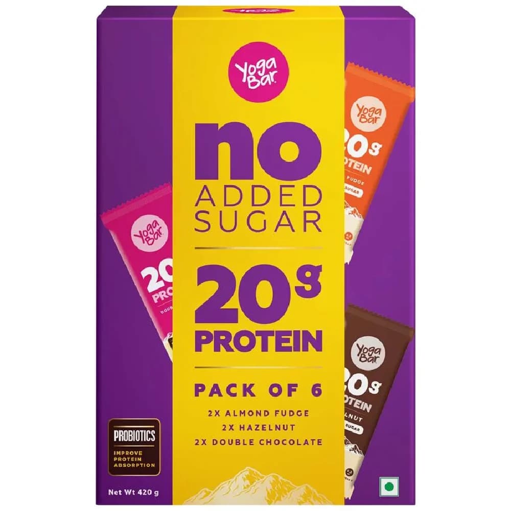 70 G Pack Of 6 Yoga Bar 20G Protein Bars Assorted No Added Sugar Loaded With Fibre ShopIndianProductsa