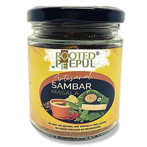 75 G Glass Jar Rooted Peepul Artisanal Sambar Masala ShopIndianProductsa