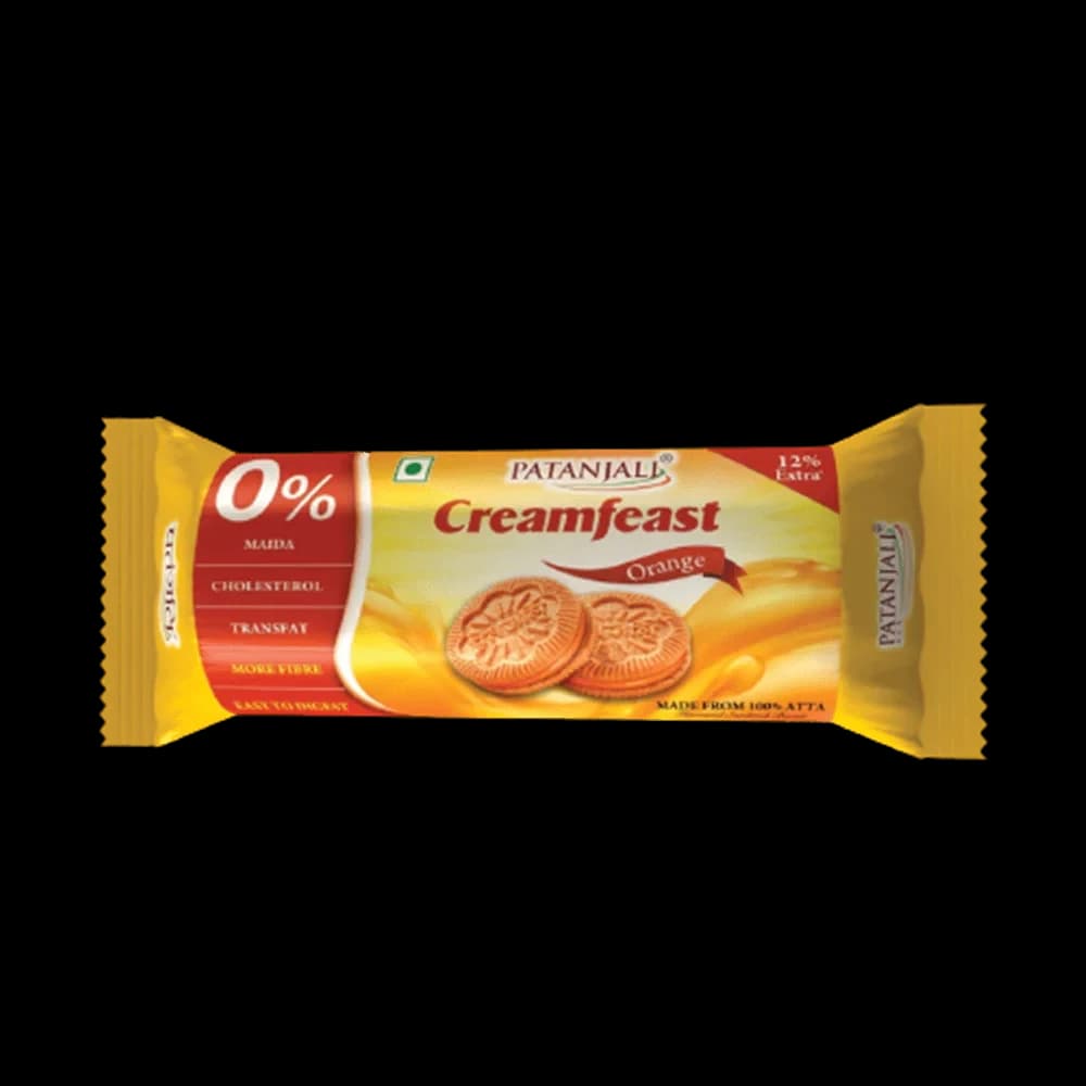 75 G Pack Of 10 Patanjali Cream Feast Orange Biscuits ShopIndianProductsa