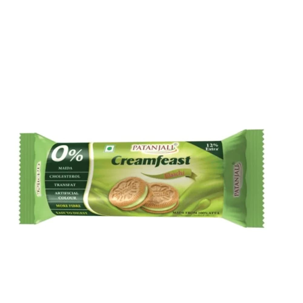 75 G Pack Of 10 Patanjali Creamfeast Elaichi Biscuit ShopIndianProductsa