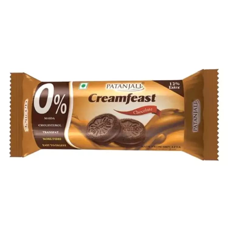84 G Pack Of 10 Patanjali Cream Feast Chocolate Biscuit ShopIndianProductsa