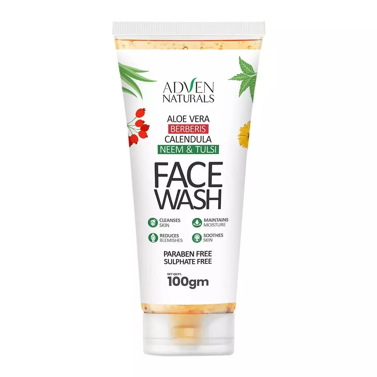 Adven Naturals Face Wash with Aloe vera, Berberis, Calendula, Neem & Tulsi-Main Image