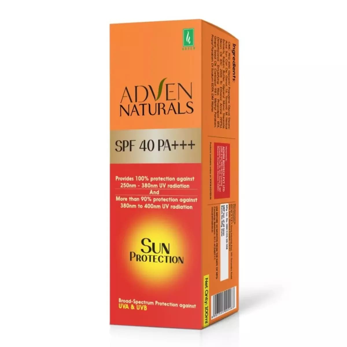 Adven Naturals Sun Protection Sunscreen SPF 40 PA+++-Main Image