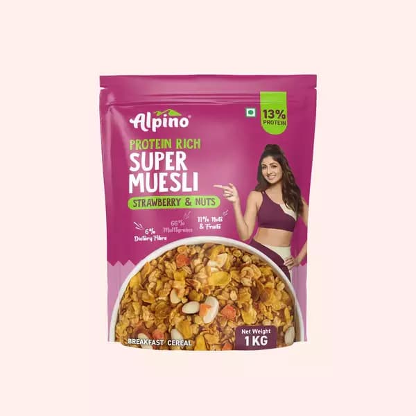 Alpino Protein Rich Super Muesli Strawberry and Nuts,1kg-Main image