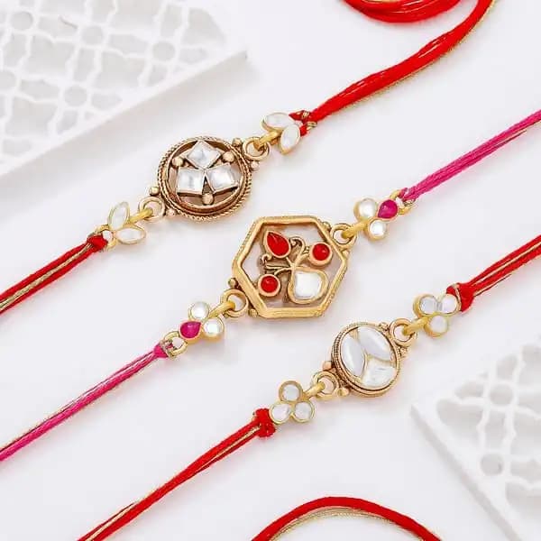 Antique Finish Meena Work Rakhis-Main Image