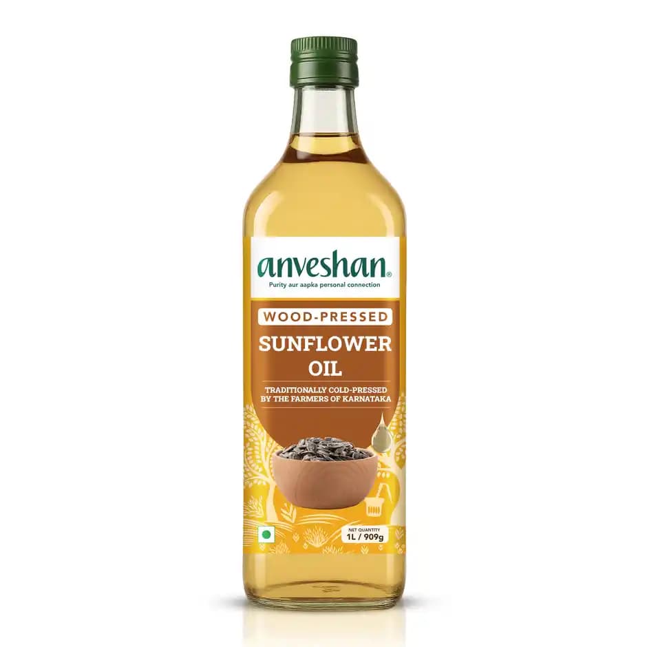 Anveshan Sunflower Wood Cold Pressed Oil,1L-Main image