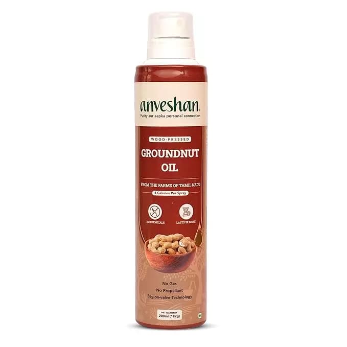 Anveshan Wood-pressed Groundnut Oil- Spray Can,200ml-Main image