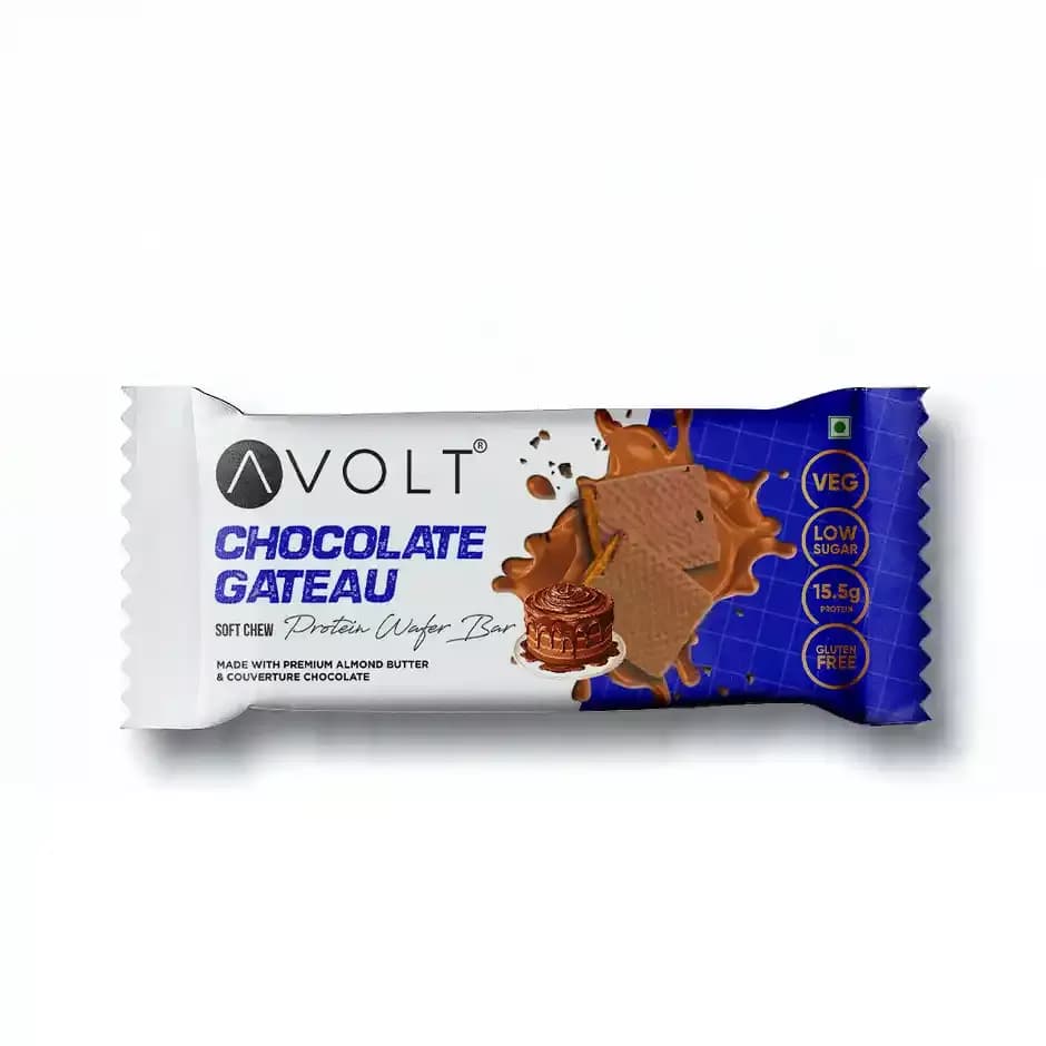 Avolt Chocolate Gateau 15.5g Protein Wafer Bar,50g-Main image