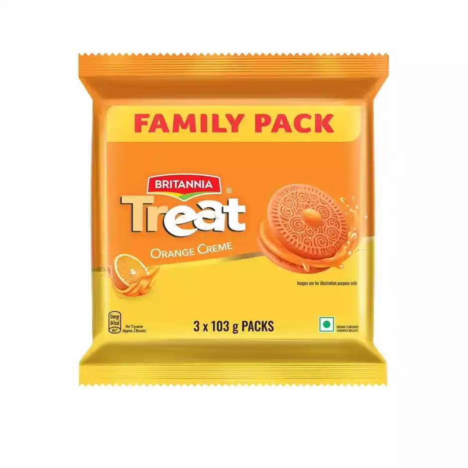 Britannia Treat Orange Creme Sandwich Biscuits,103g-Main image