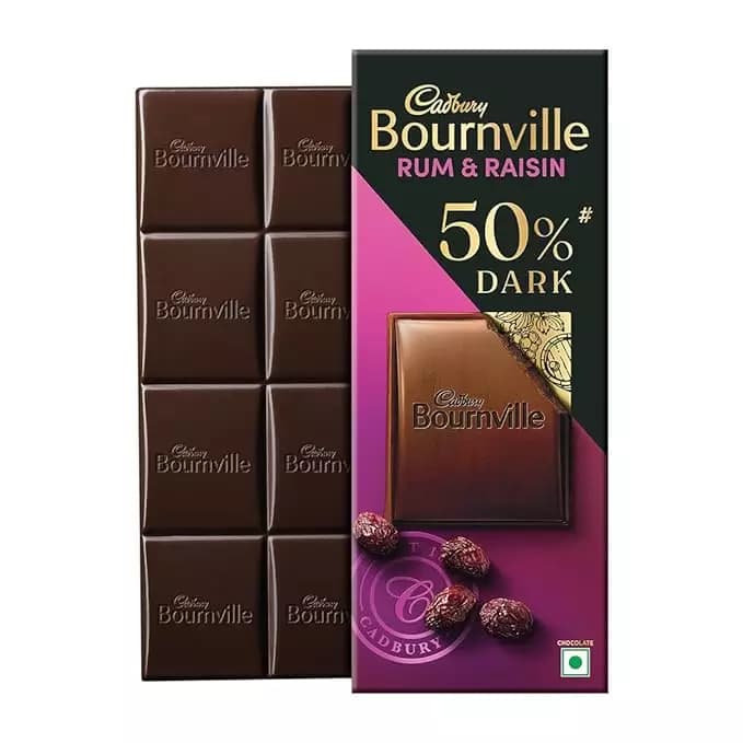 Cadbury Bournville Rum & Raisin Dark Chocolate Bar,78g-Main image