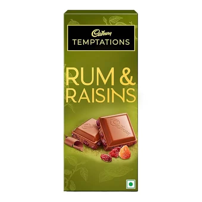Cadbury Temptations Rum & Raisins Premium Milk Chocolate Bar,70g-Main image