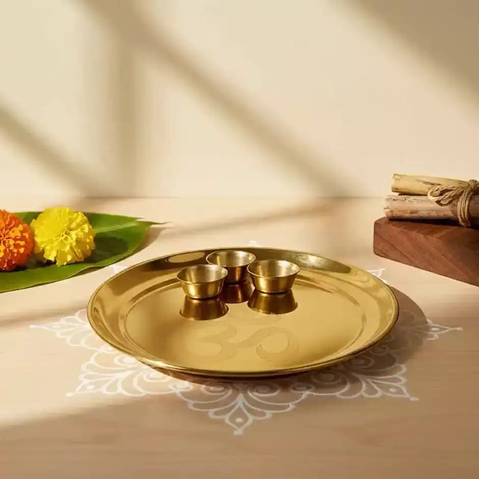 Chandar Puja Thali Golden Set,700g-Main image