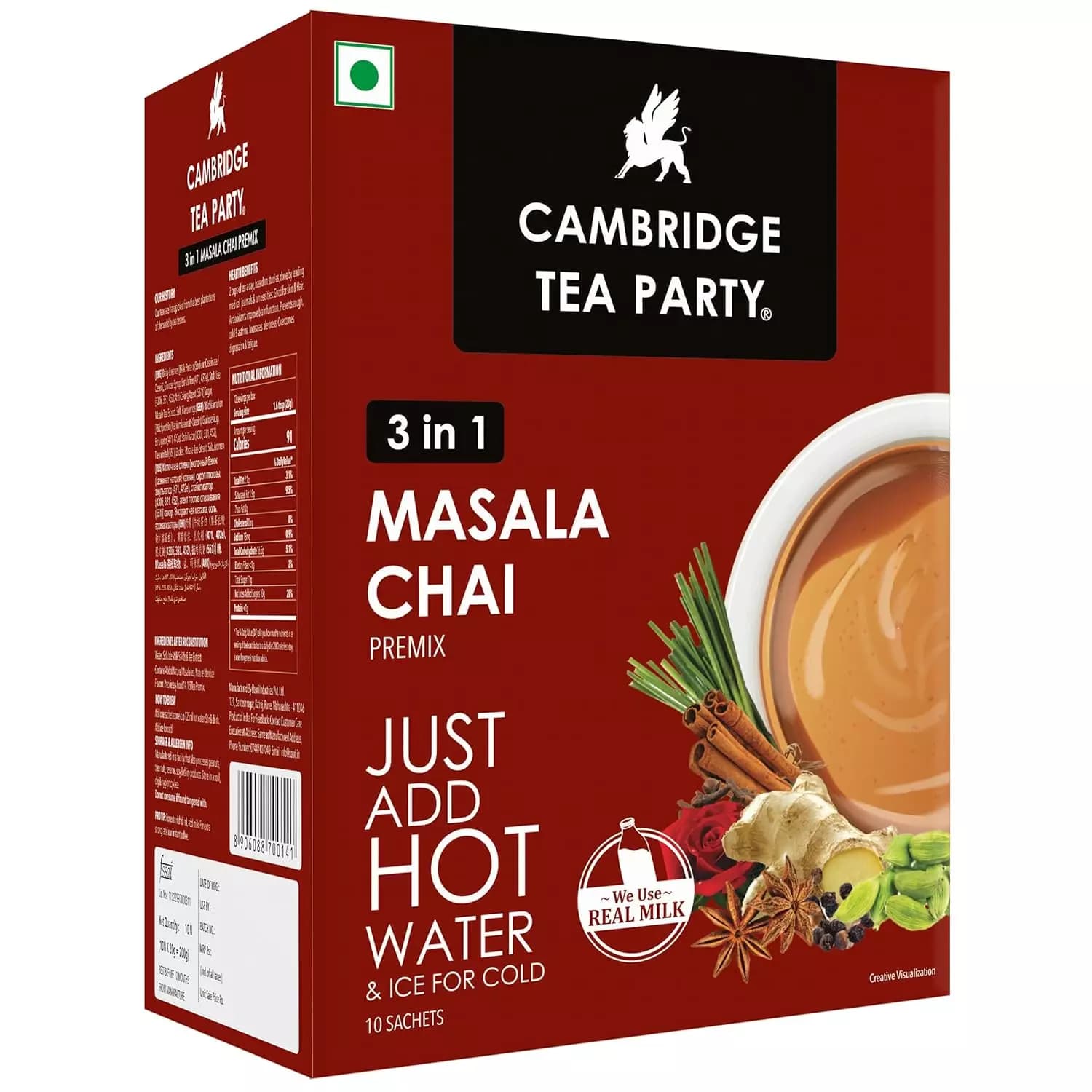 Colombian Brew Cambridge Tea Party Instant Tea Masala Chai, 10Sachets-Main image