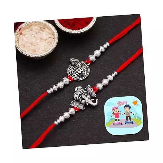 CraftVatika Silver rakhi Krishna Ganesha Rakhis,50g-Main image