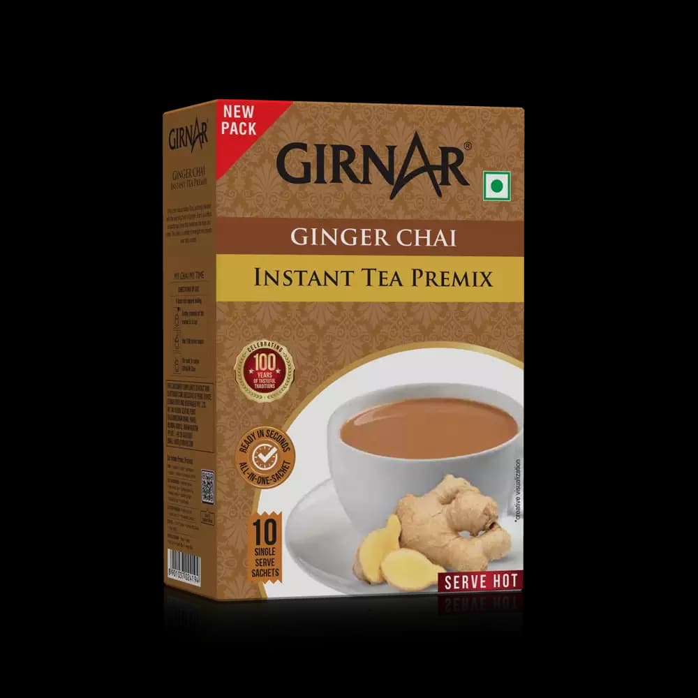 Girnar Instant Tea Premix With Ginger, 10 Satchets-Main Image
