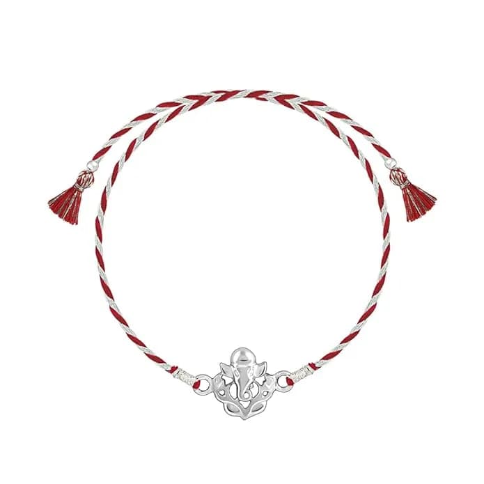 Giva Silver Leaf Ganesha Rakhi-Main Image