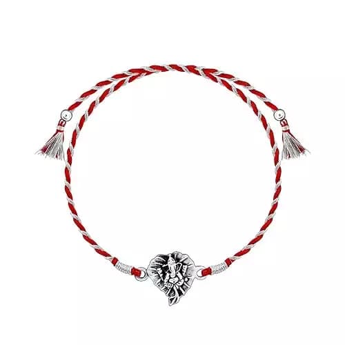 Giva Silver Oxidised Silver Ganpati Blessings Rakhi,1.7g-Main image