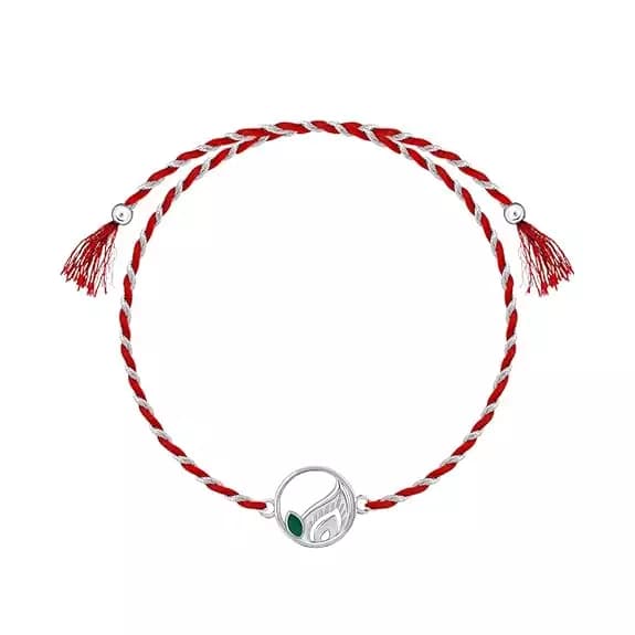 Giva Silver Peacock Feather Rakhi Raksha Bandhan Rakhi for Brother,1.4g-Main image