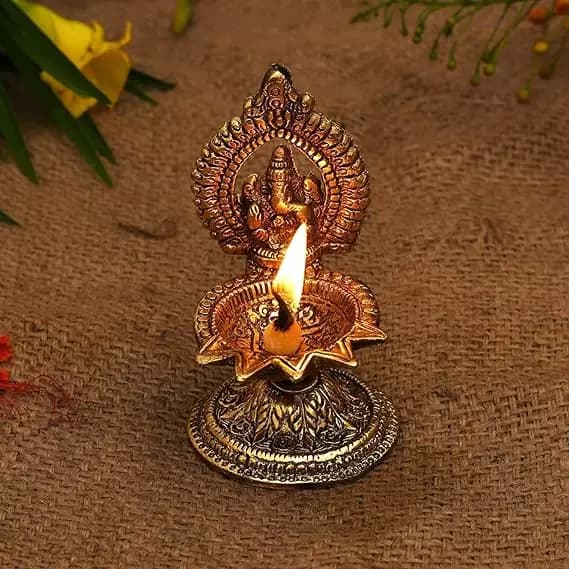 Klassic Antique Metal Ganeshaji Batti Diya,115g-Main image